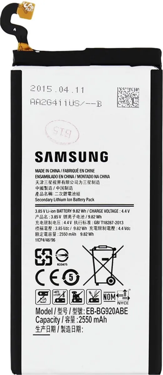 Samsung Galaxy S6 Originele Batterij EB-BG920ABE 2550mAh