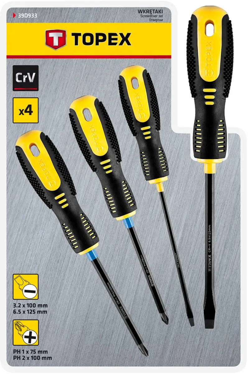 Topex Schroevendraaierset 39D933 - 4 stuks - Magnetisch - afbeelding 2 van 4