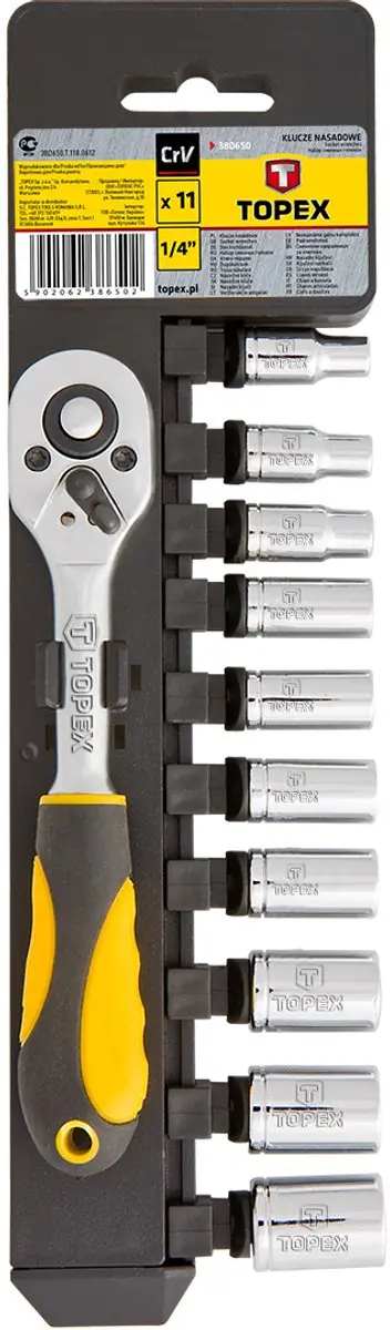 Topex Dopsleutelset 1/4" 38D650 - 11-delig - afbeelding 2 van 6