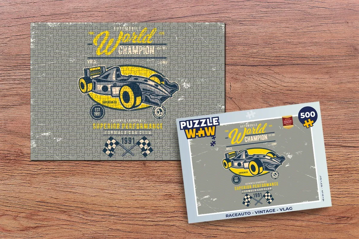 PuzzleWow Raceauto Vintage Legpuzzel 500 Stuks - Multicolor