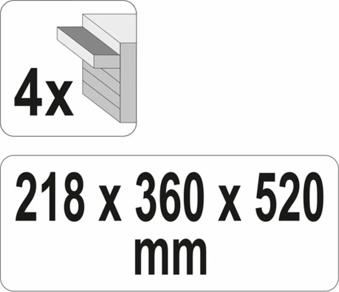 Yato YT-08874 Gereedschapskist met 4 lades - 52x21,8x36cm - afbeelding 3 van 6