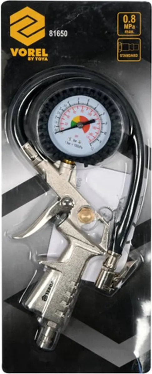 Vorel 81650 Persluchtpistool met manometer - Zilver - afbeelding 4 van 4