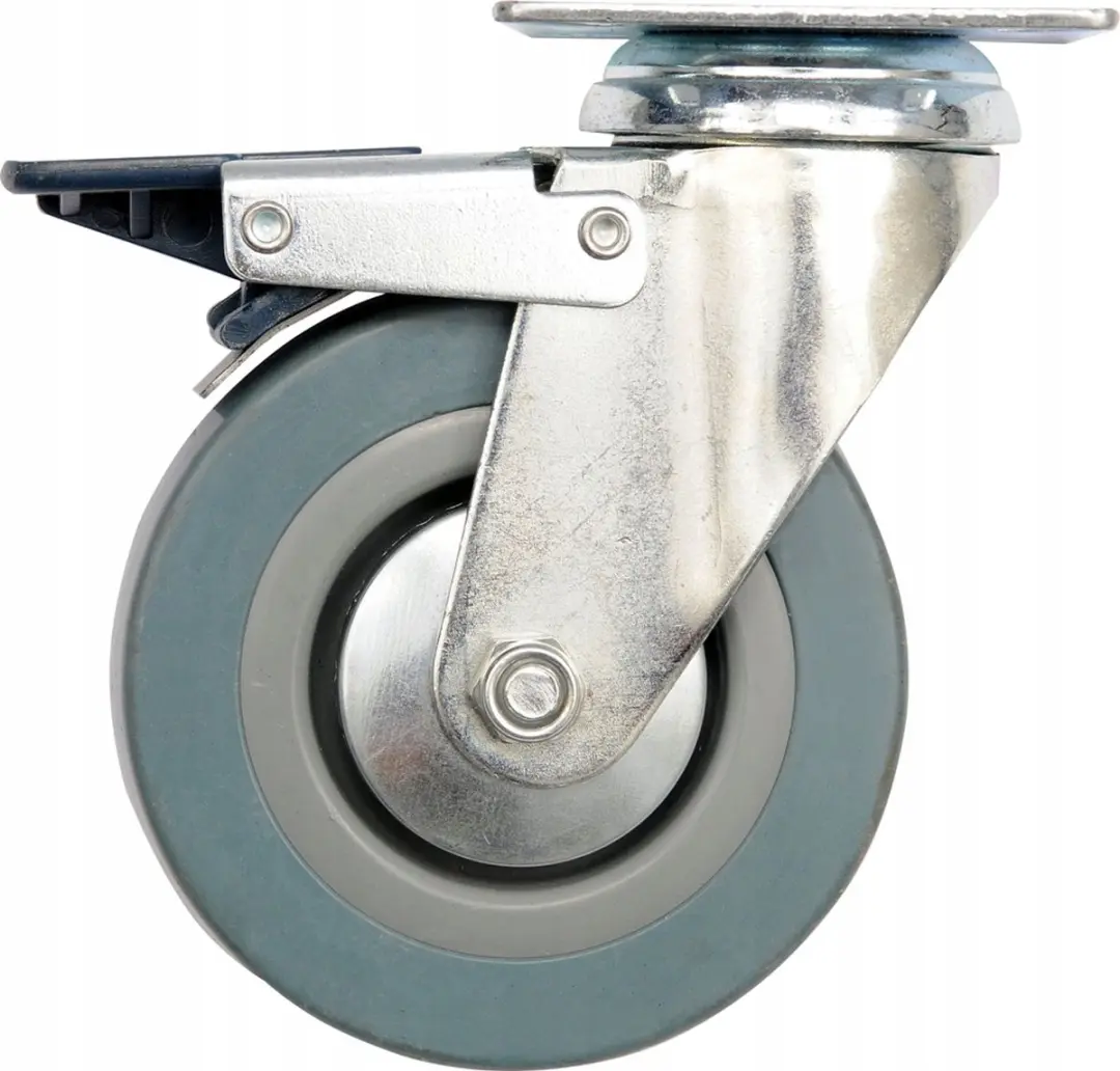 Zwenkbaar Wiel met Rem, Grijs Rubber, 50mm