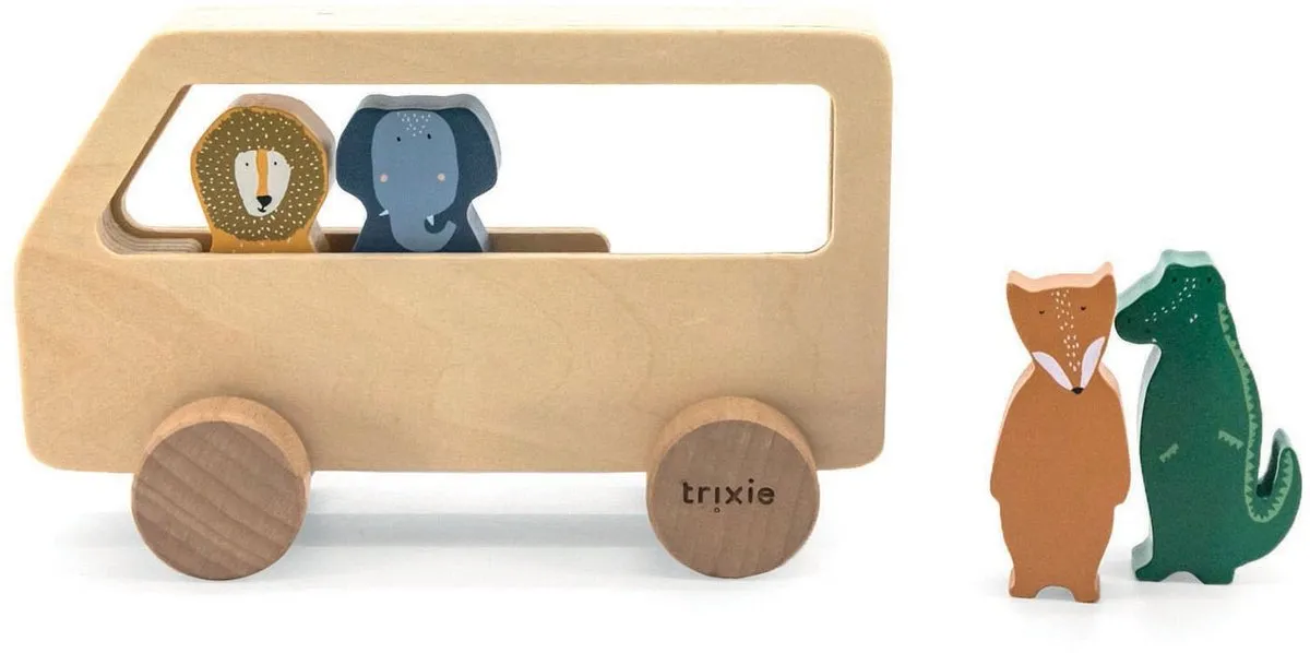 Trixie Houten Speelgoedbus 36-272 - 4 Passagiers - Multi