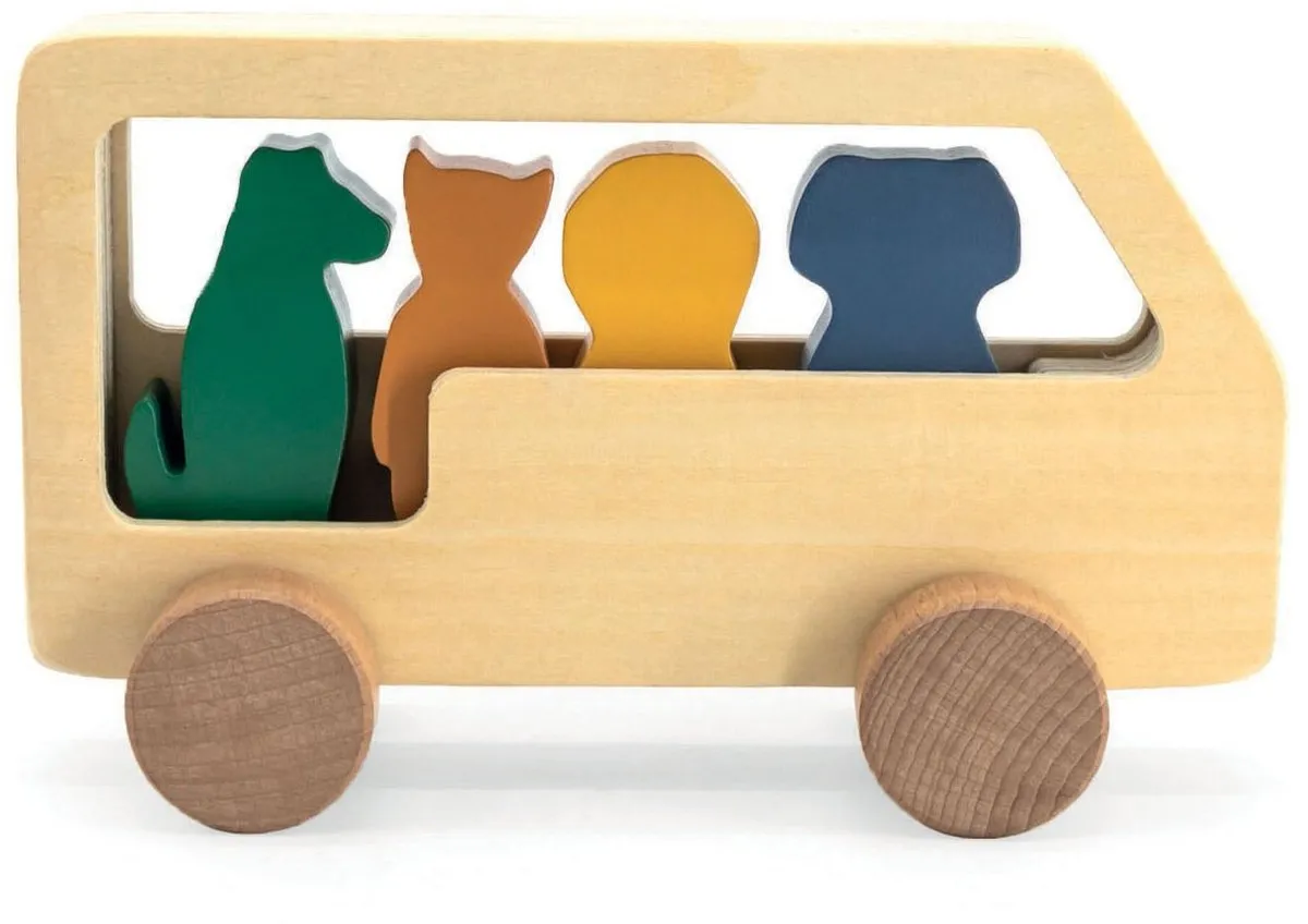 Trixie Houten Speelgoedbus 36-272 - 4 Passagiers - Multi - afbeelding 6 van 6