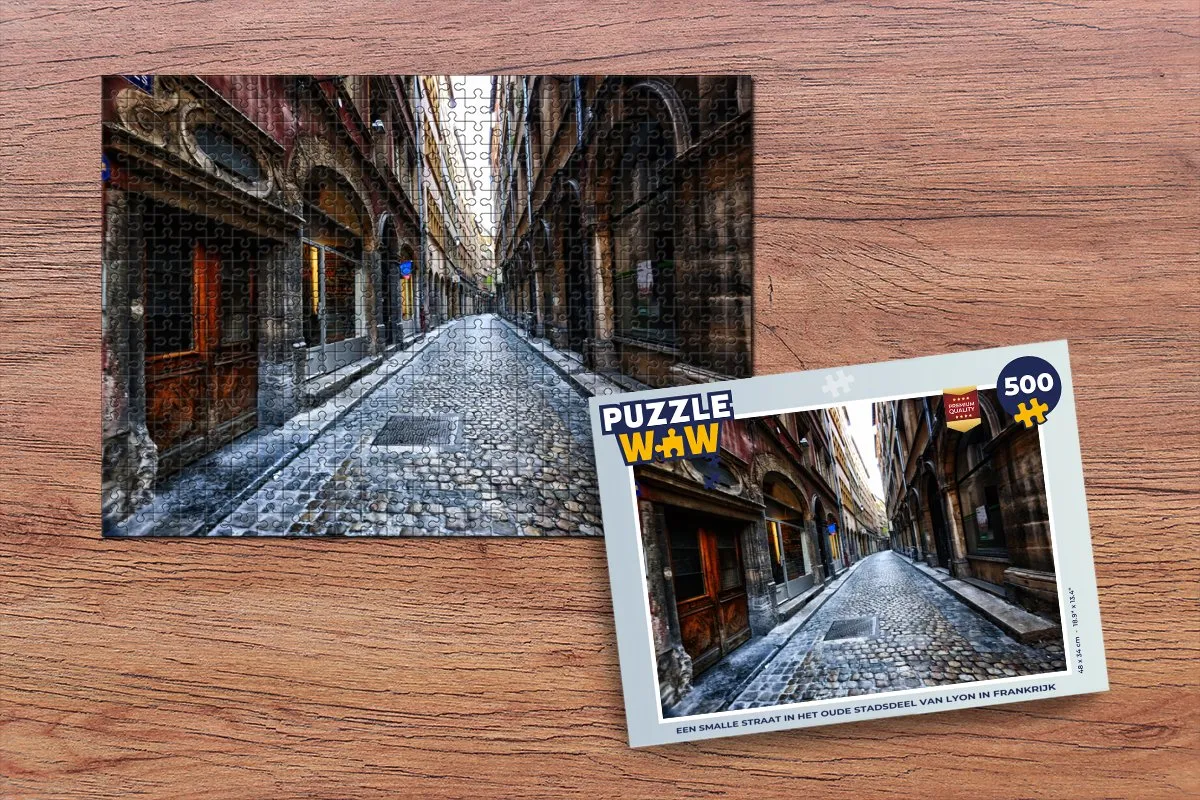 PuzzleWow Legpuzzel Lyon Frankrijk 500 Stuks - Multicolor