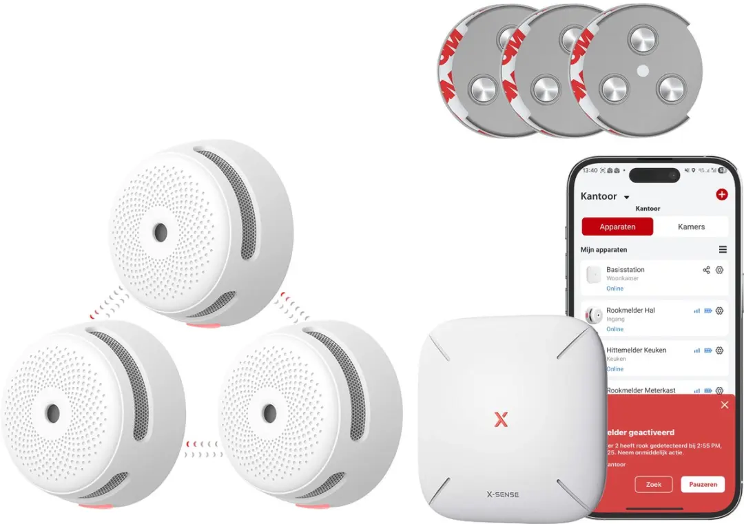 X-Sense Link+ Pro Slimme Rookmelder bundel zonder boren