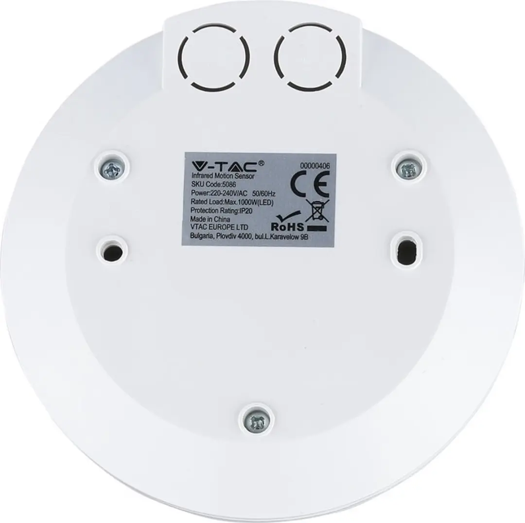 V-TAC VT-8027-W Infrarood Bewegingsmelder - IP20 - Wit - afbeelding 5 van 6