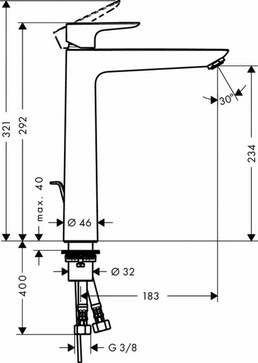 hansgrohe Talis E Wastafelmengkraan 71716000 - Chroom - afbeelding 2 van 6