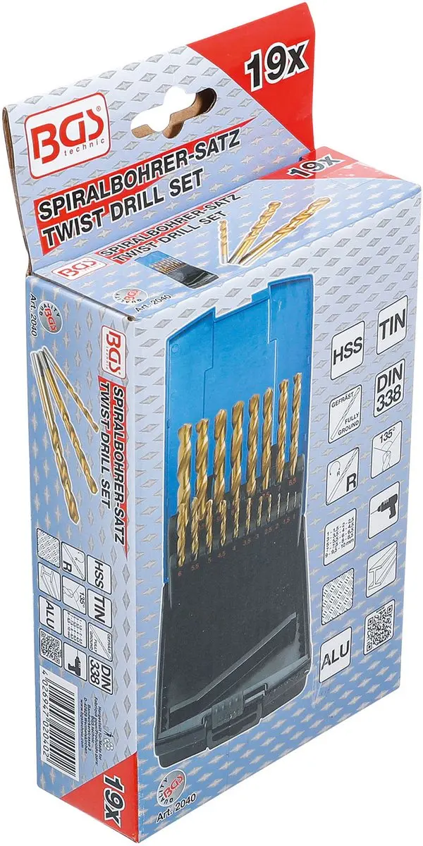BGS Technic Spiraalboren Set HSS-G 2040 - 1-10mm - 19-delig - afbeelding 4 van 6