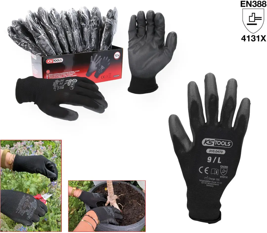KS Tools Werkhandschoenen Zwart - L - 12 Paar - afbeelding 3 van 6