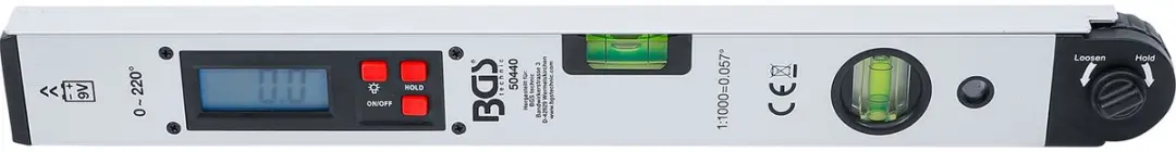 BGS technic Digitale LCD-hoekmeter met waterpas 450mm - afbeelding 2 van 6