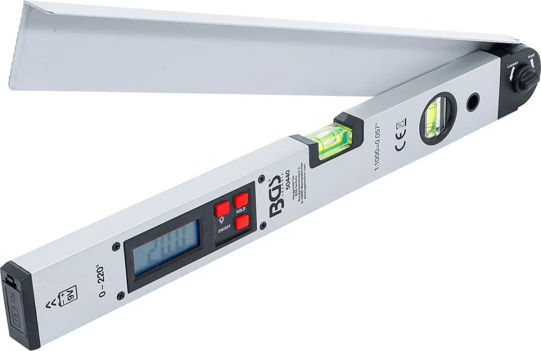 BGS technic Digitale LCD-hoekmeter met waterpas 450mm