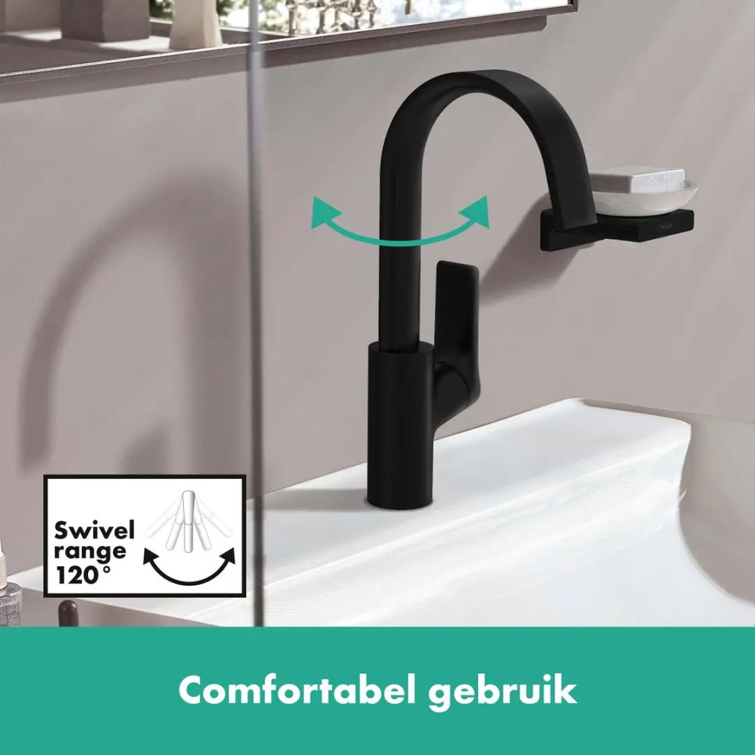 Hansgrohe Vivenis 210 Wastafelmengkraan - Mat Zwart - afbeelding 3 van 6