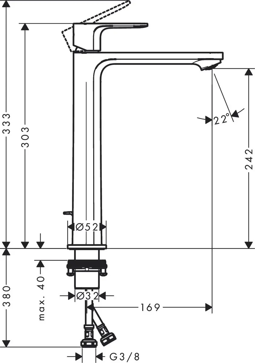 Hansgrohe Rebris E 240 Wastafelkraan