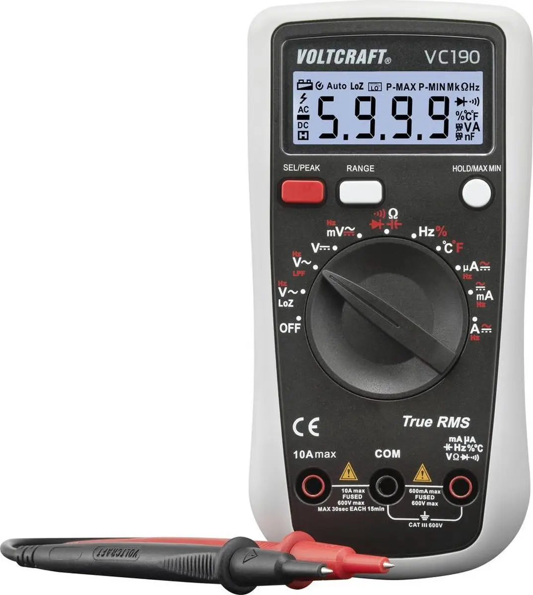 VOLTCRAFT VC-12608890 Multimeter Kalibratie (ISO) Digitaal CAT III 600 V Weergav
