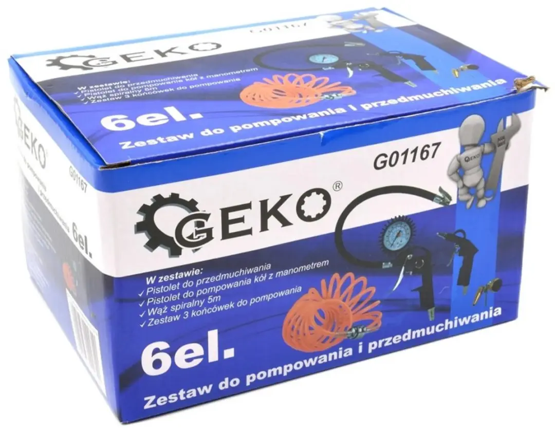GEKO Luchtgereedschapset - 6-delig - Inclusief blaaspistool en opblaaspomp - afbeelding 2 van 6