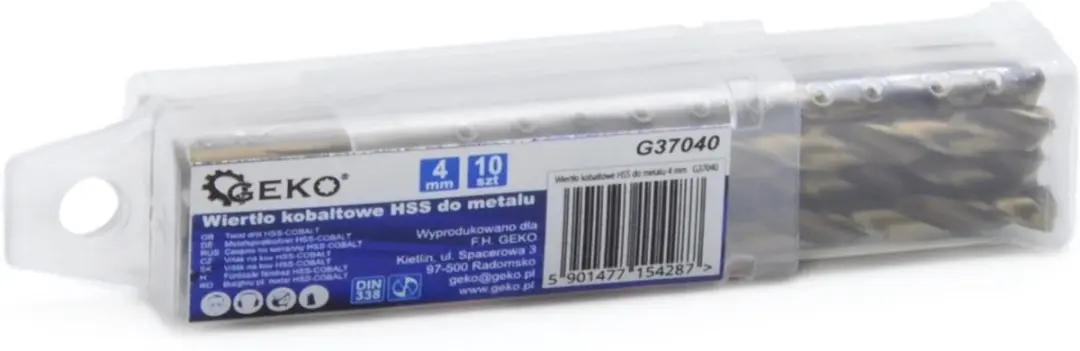 GEKO Metaalboor HSS M35 Cobalt 4mm - 10 stuks - afbeelding 4 van 6