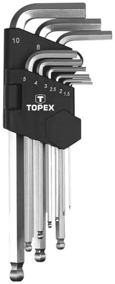 Topex Lange Inbussleutelset 9-delig 1.5-10mm - afbeelding 4 van 6