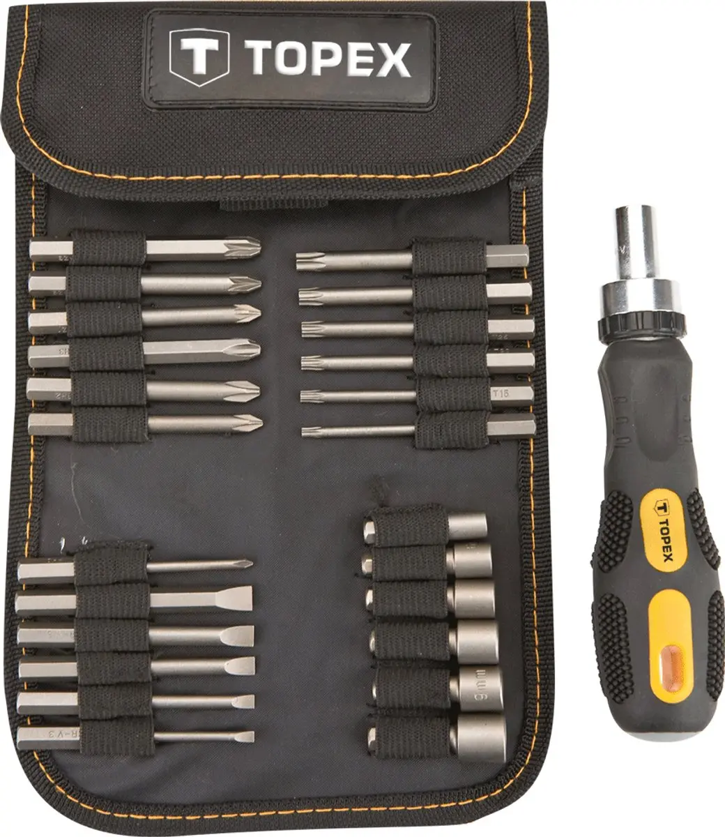 Topex Schroevendraaier Set 26 Stuks - Eindstukken en Doppen - afbeelding 3 van 3