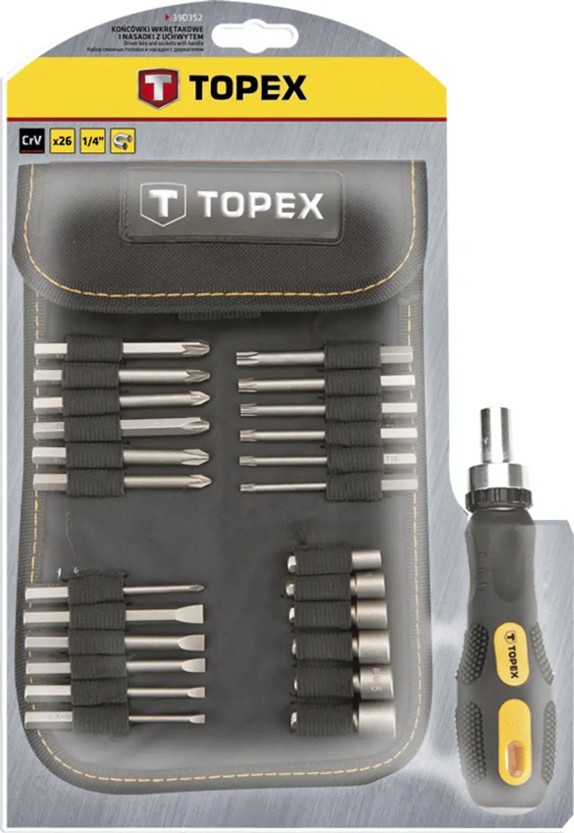 Topex Schroevendraaier Set 26 Stuks - Eindstukken en Doppen - afbeelding 2 van 3
