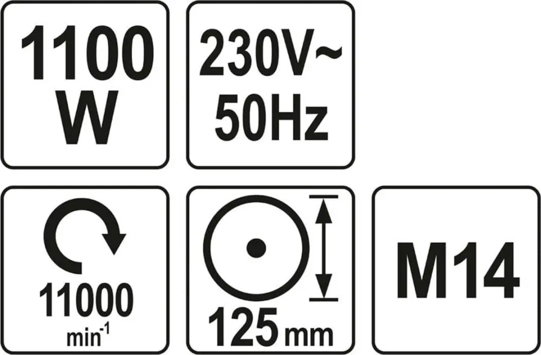 Yato YT-82100 Haakse Slijper - 1100W - 125mm - afbeelding 3 van 4