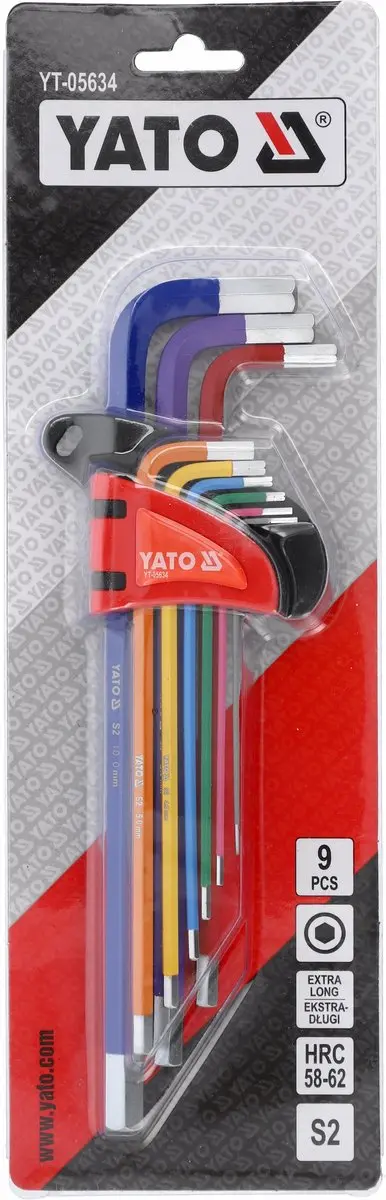 Yato Inbussleutelset YT-05634 Extra Lang S2 1,5-10mm - 9 Delig - afbeelding 2 van 4