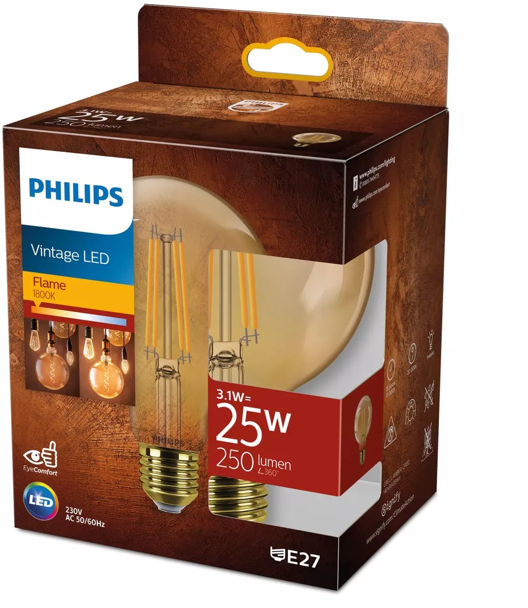 Philips LED Globe Goud E27 - 35W - Extra warmwit 1800K