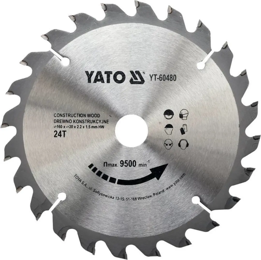 Yato YT-60480 Cirkelzaagblad Ø160mm 24T