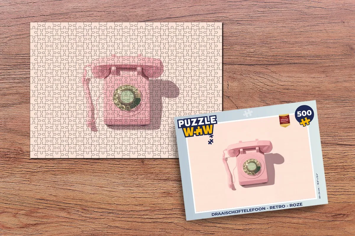 PuzzleWow Draaischijftelefoon Legpuzzel 500 Stuks - Roze