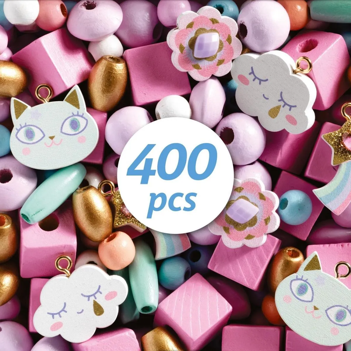 Djeco Houten Kralen Regenboog - 150cm - 7 Kleuren