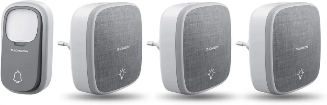 Thomson 513133-3 draadloze deurbel met kinetische knop en 3 plug-in ontvangers