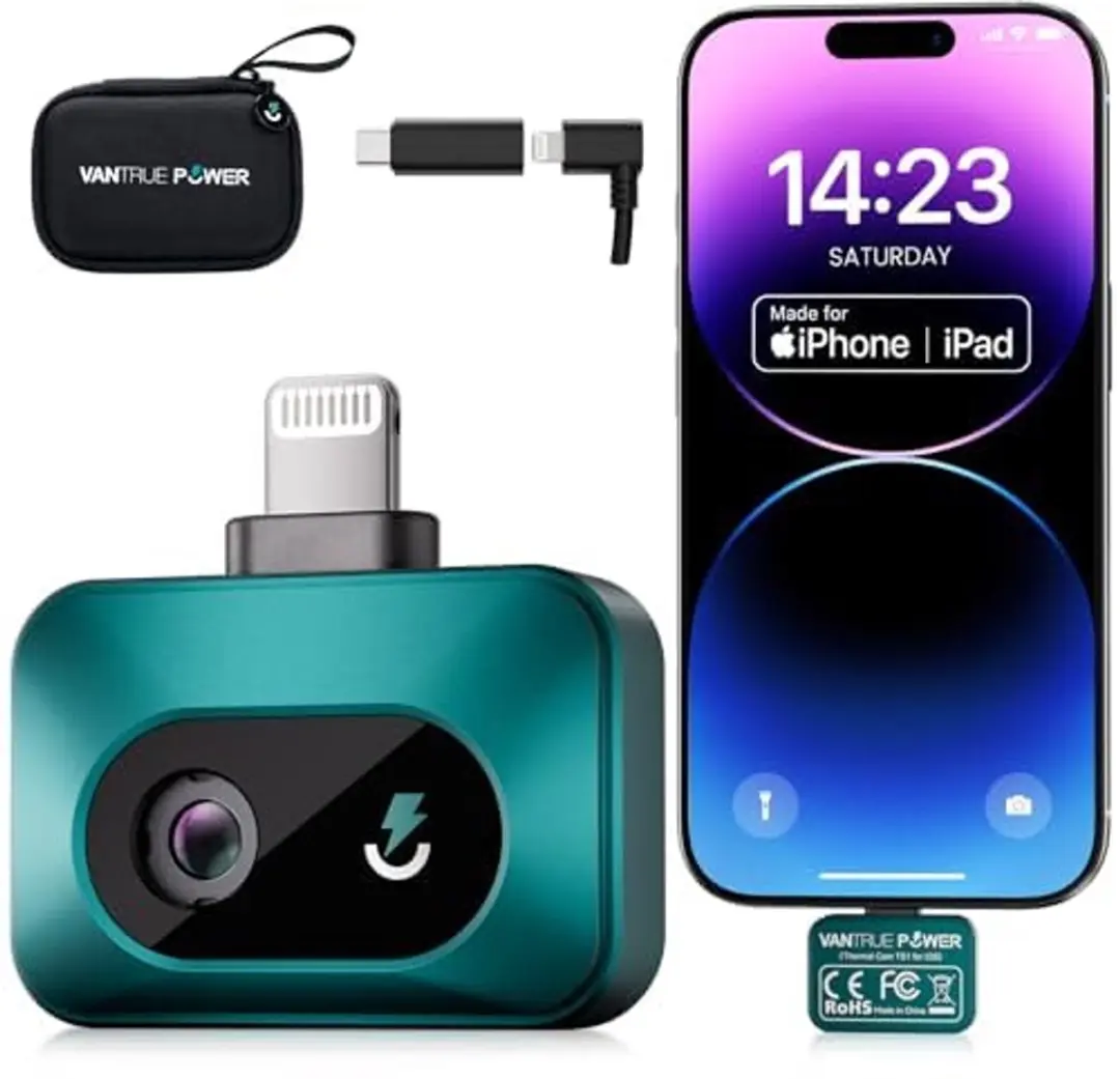 Vantrue TS1 Warmtebeeldcamera voor iOS iPhone iPad, Infraroodcamera Warmtebeeldc