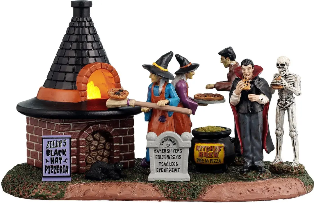 Lemax Spooky Town Zelda's Black Hat Pizzeria Ornament