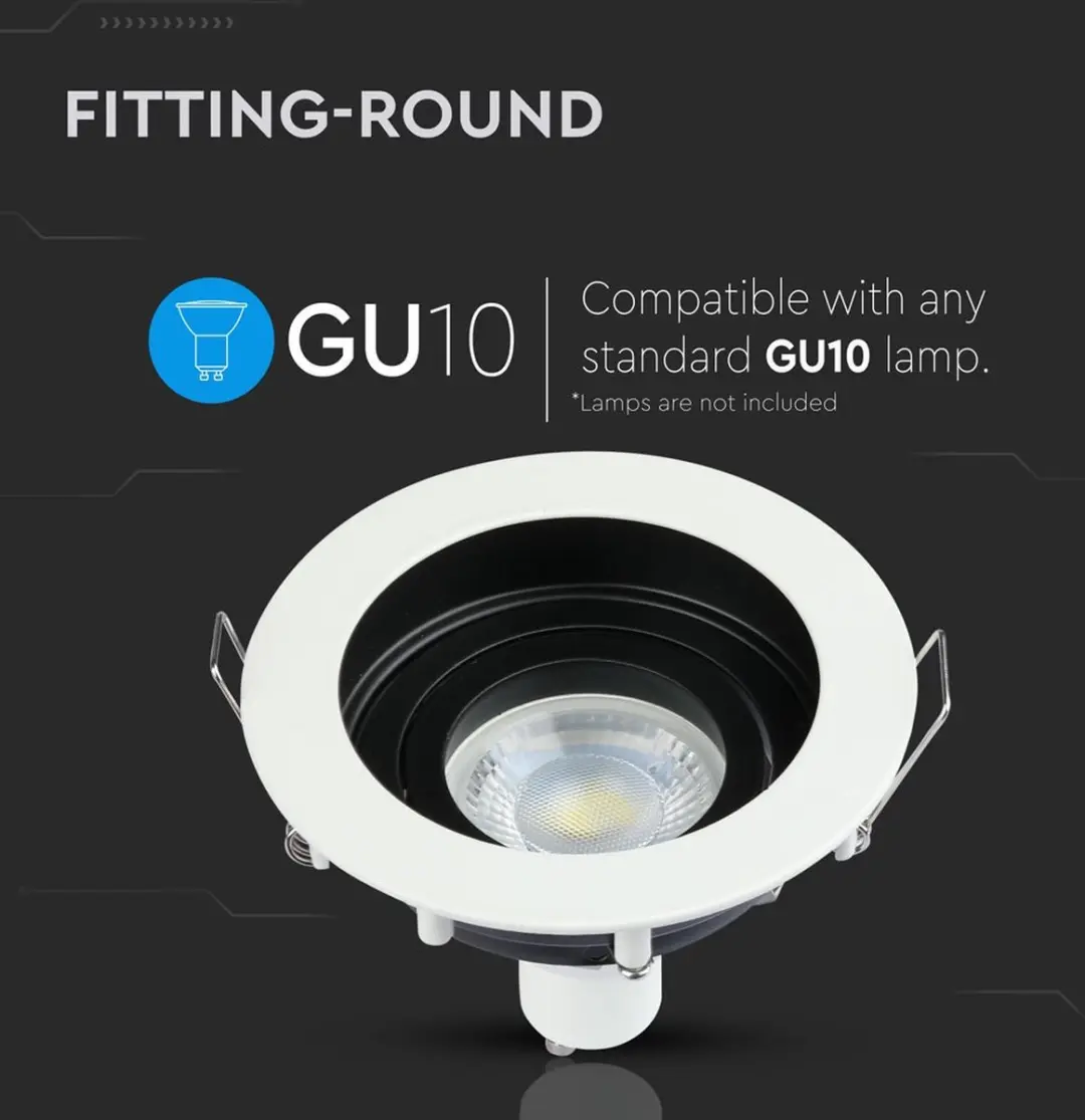 V-TAC VT-781RD-WH LED Inbouwspot - GU10 - IP20 - Wit - afbeelding 5 van 6