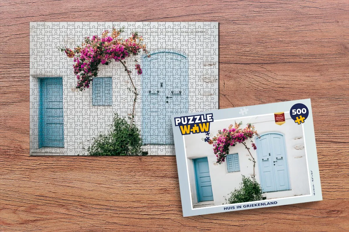 PuzzleWow Griekenland Huis Legpuzzel 500 Stuks - Multicolor