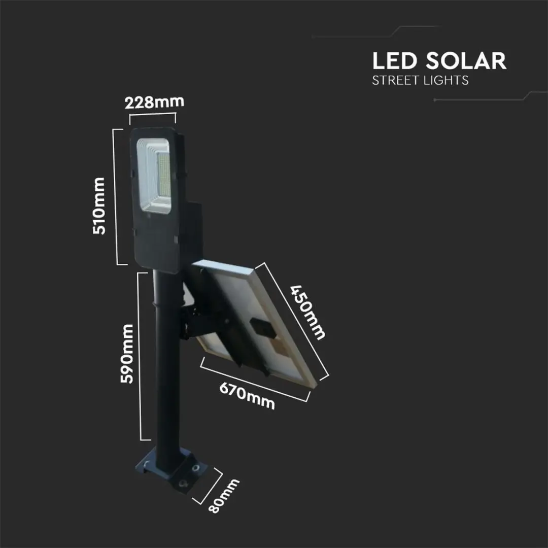 V-TAC VT-ST200 Solar Straatlantaarn - 4000 Lumen - IP65 - afbeelding 4 van 6