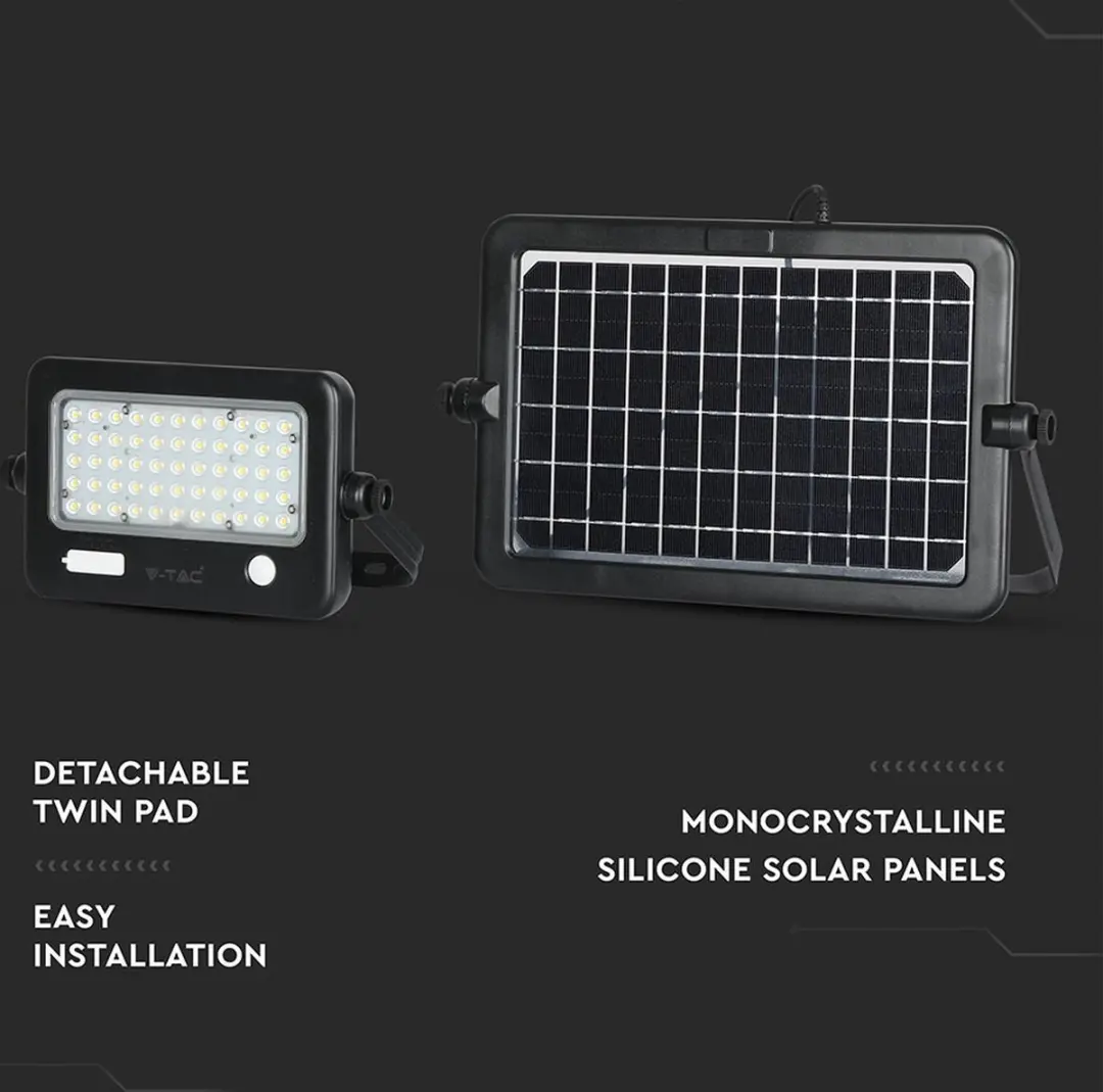 V-TAC VT-788-10 Solar Schijnwerper - 10W - IP65 - Zwart - afbeelding 4 van 6
