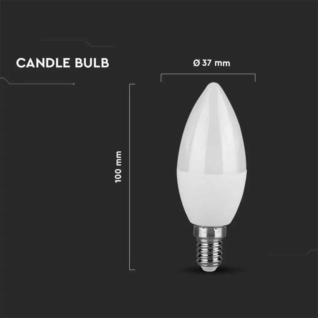 V-TAC VT-1818-N LED Kaarslamp E14 - 3.7W - 6500K - afbeelding 5 van 6