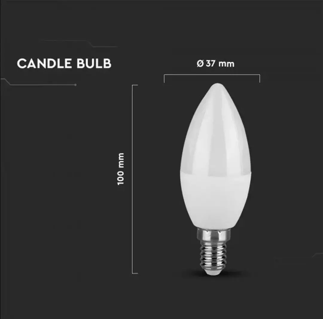 V-TAC VT-1818-N LED Kaarslamp E14 - 3.7W - 6500K - afbeelding 6 van 6