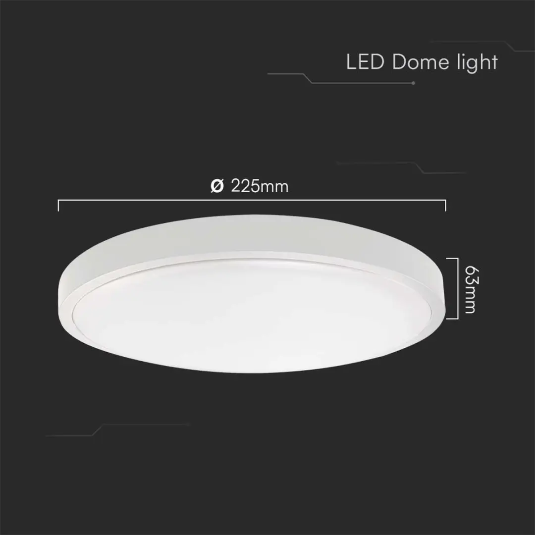 V-TAC VT-8618W-RD LED Ronde Plafondlamp - IP44 - Wit - 18W - 1800 Lumen - 3000K - 225MM - afbeelding 5 van 6