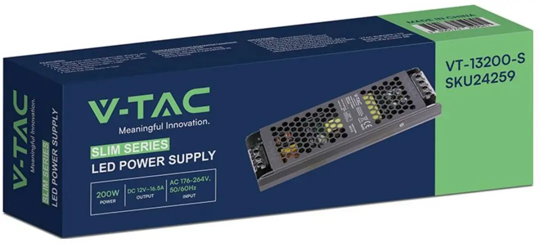 V-TAC VT-13200-S LED-transformator 200W 12V - afbeelding 2 van 3