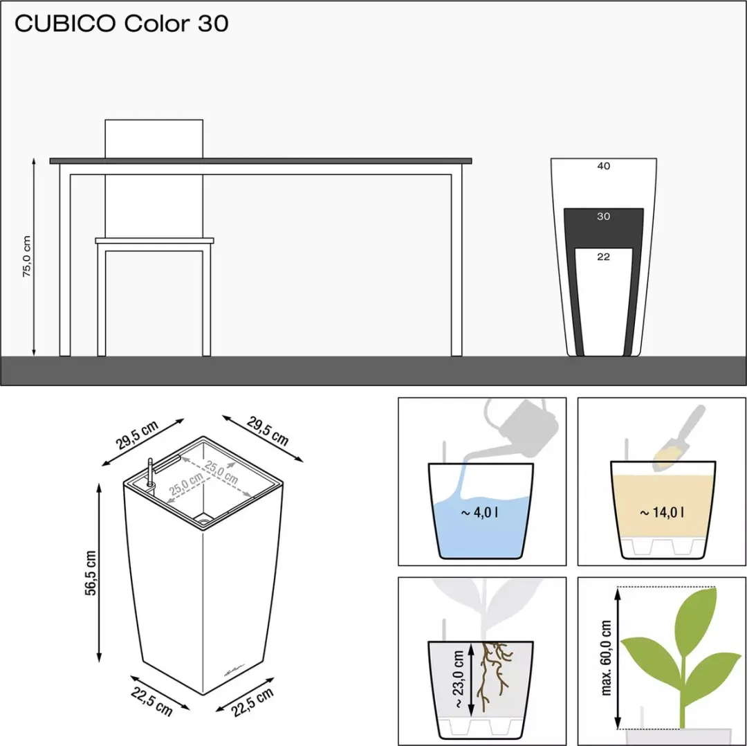 Lechuza Cubico Color 30 Plantenbak - Wit - afbeelding 2 van 6