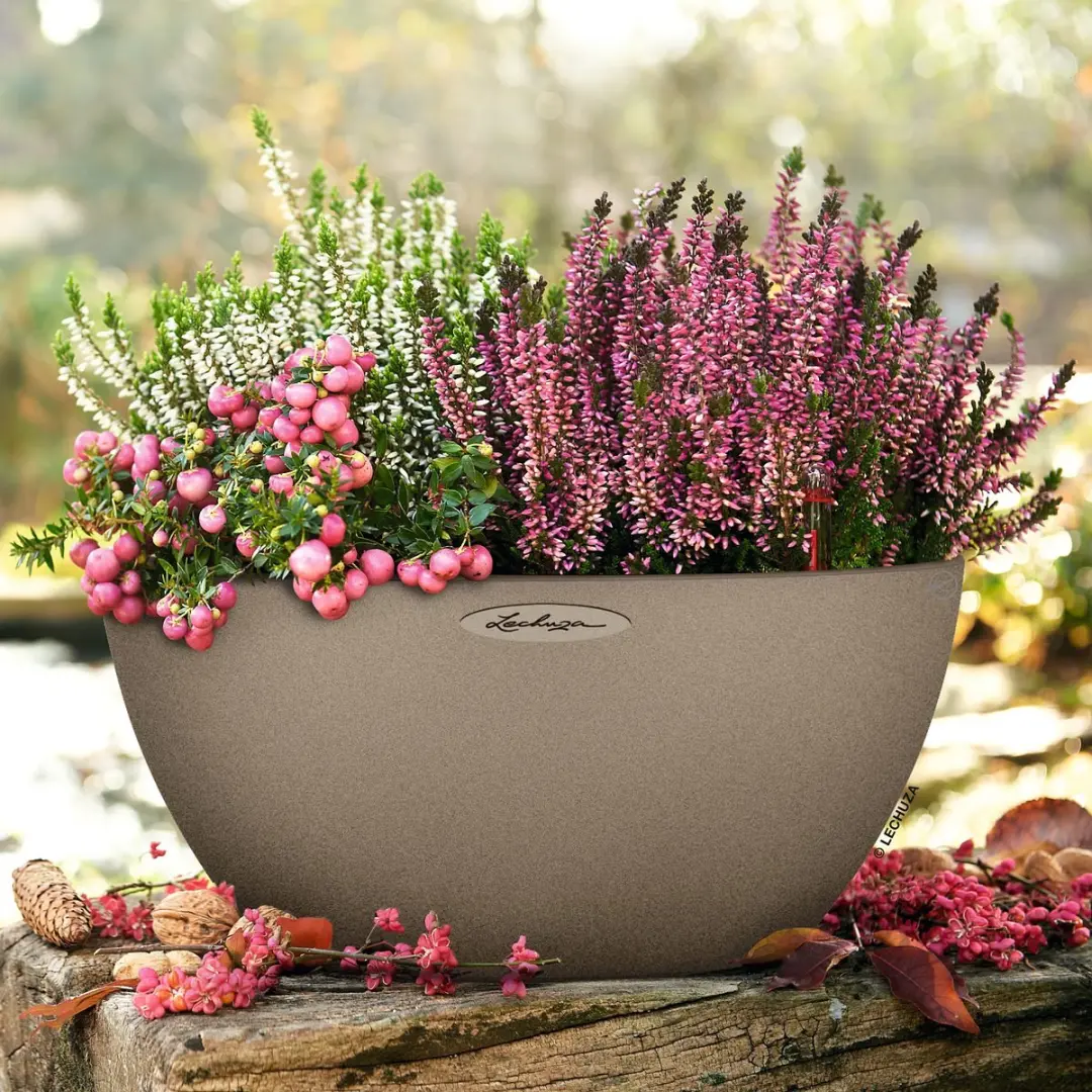 Lechuza Cubeto Stone 40 Plantenbak - 11,5L - Zandbeige - afbeelding 2 van 6