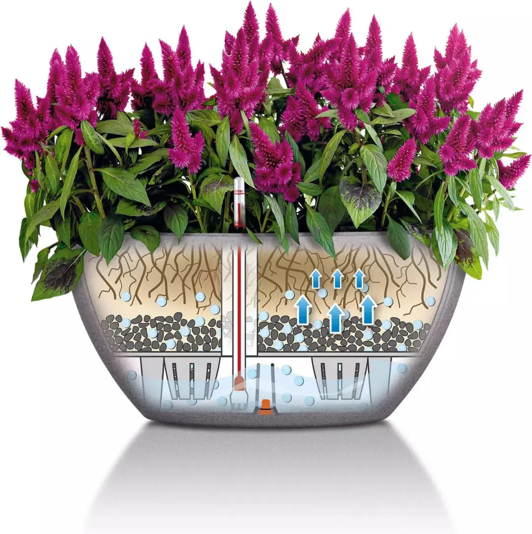 Lechuza Cubeto Stone 40 Plantenbak - 11,5L - Zandbeige - afbeelding 6 van 6