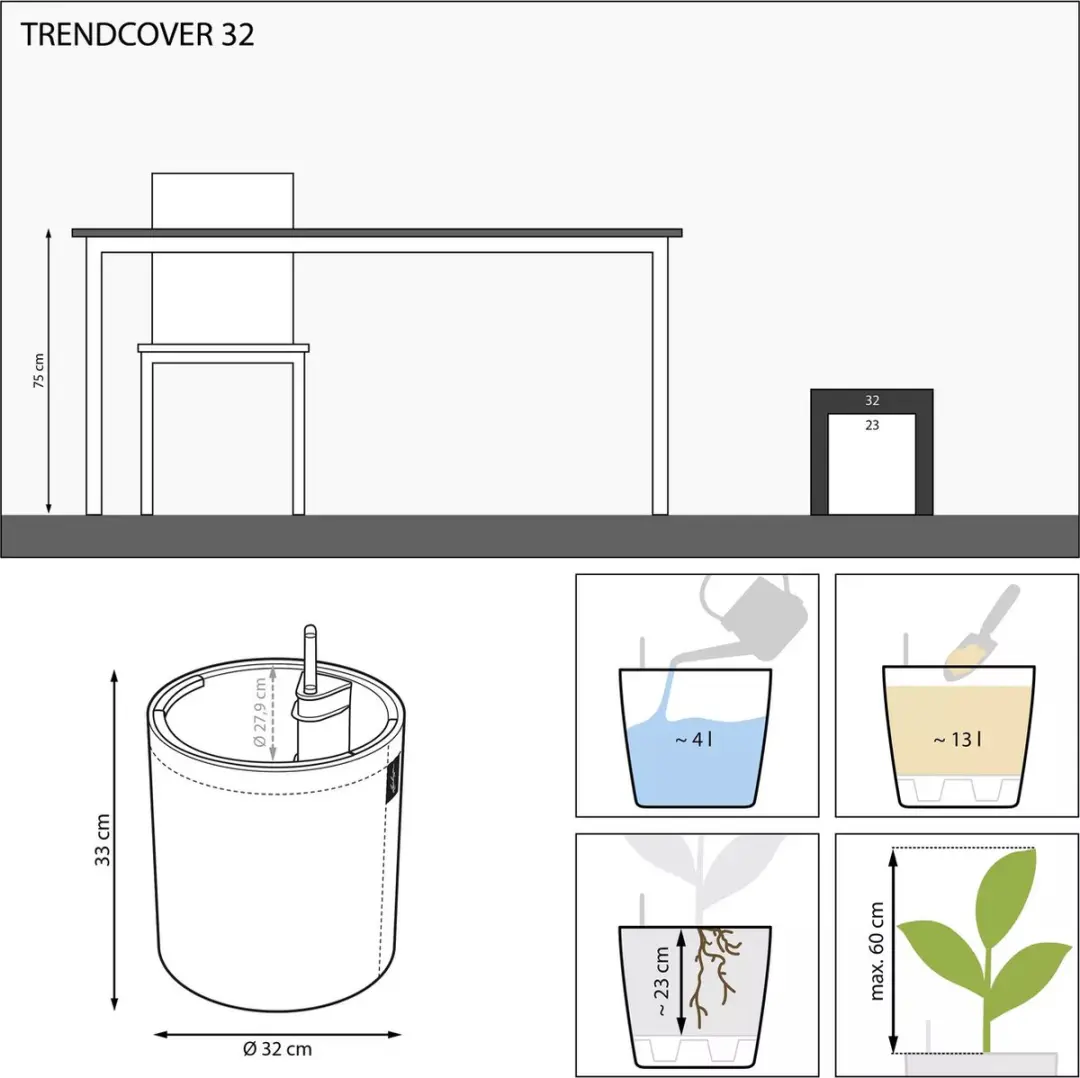 Lechuza Trendcover 32 Plantenbak - 13L - Crème - afbeelding 3 van 6