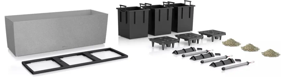 Lechuza TRIO Stone 40 Plantenbak - 31l - Steengrijs - afbeelding 4 van 6