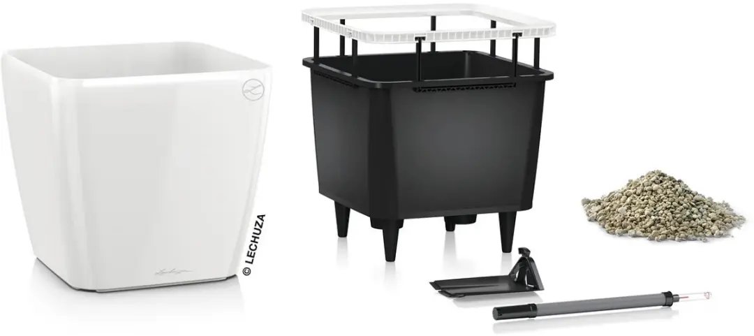 Lechuza Quadro Premium LS 35 Plantenbak - Wit Hoogglans - afbeelding 2 van 6
