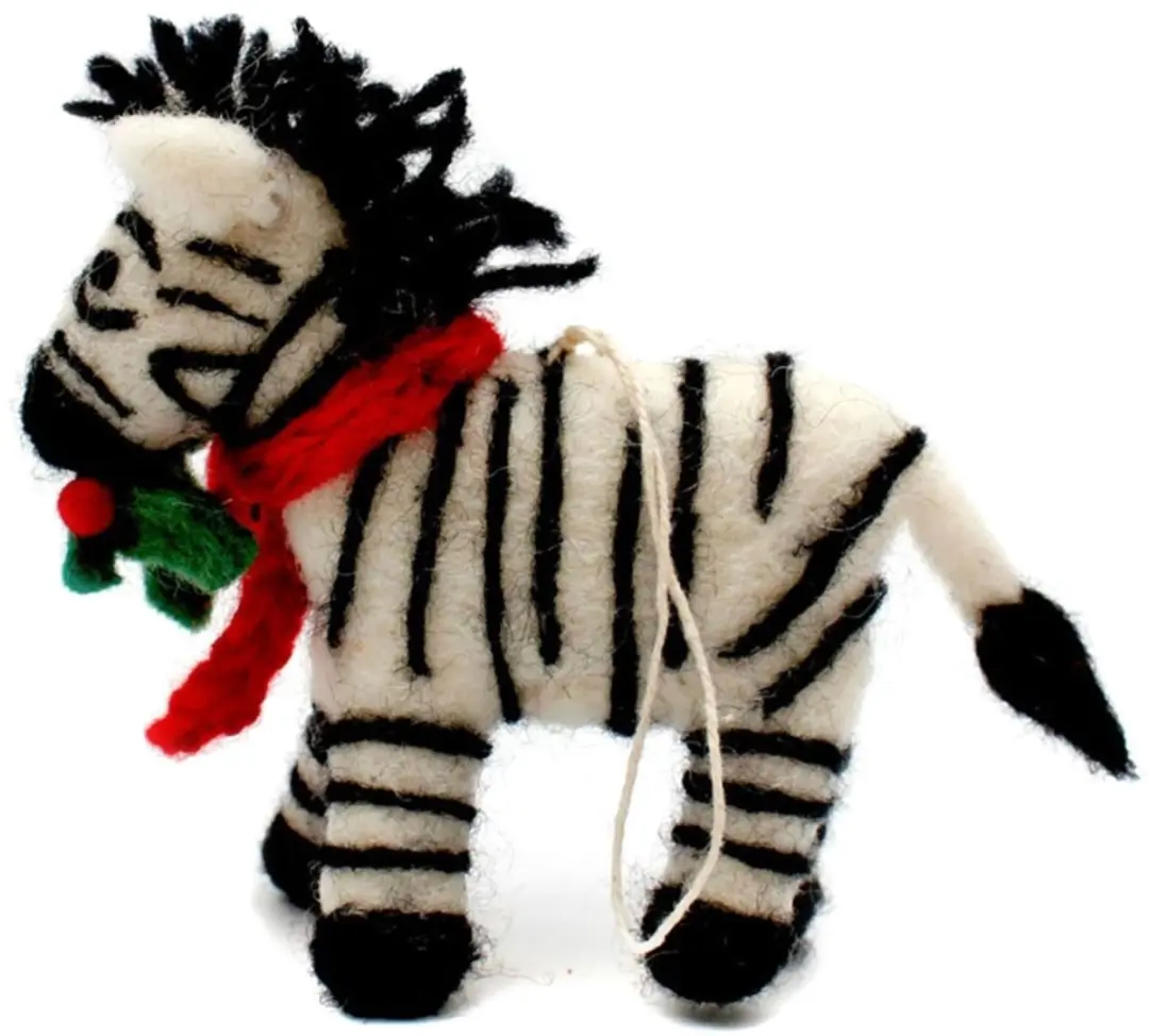 Zebra vilten kersthanger