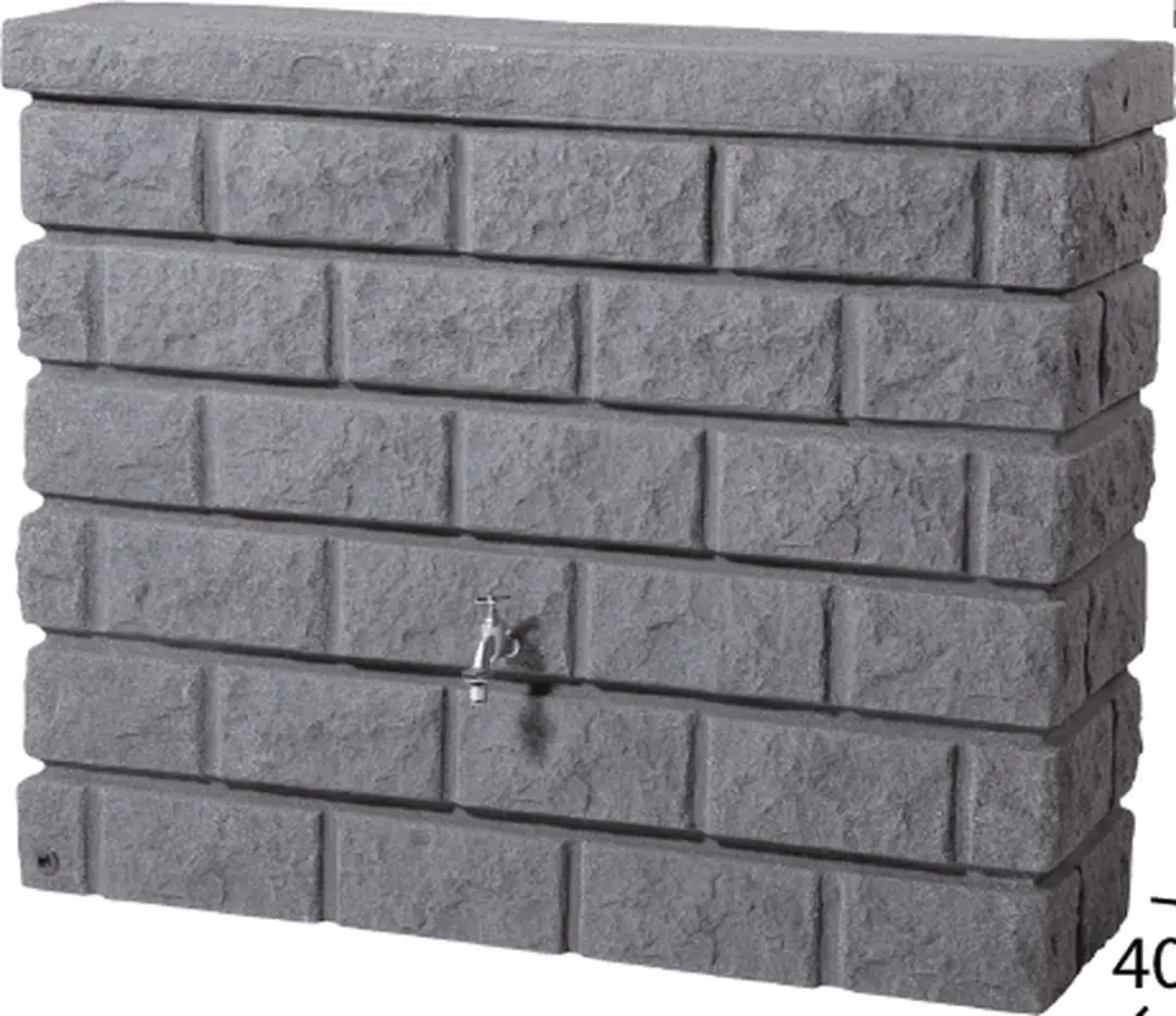 Graf regenton Rocky 400 L-granietgrijs-met kraantje-met vulautomaat voor rechtho